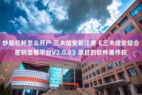 炒股杠杆怎么开户 三未信安新注册《三未信安综合密码监管平台V2.0.0》项目的软件著作权
